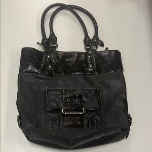 Hogan Large Black Leather Shoulder / Tote  Bag